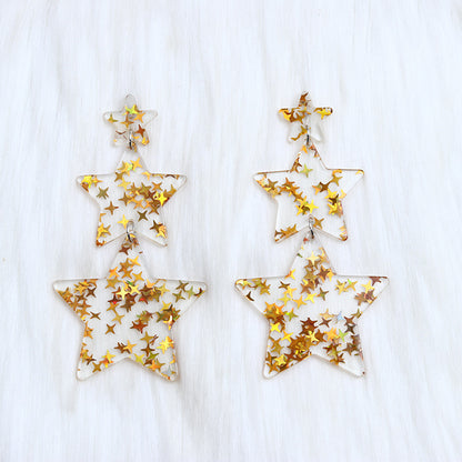 Acrylic Multi-Colored Stars and Stripes Dangle Earrings