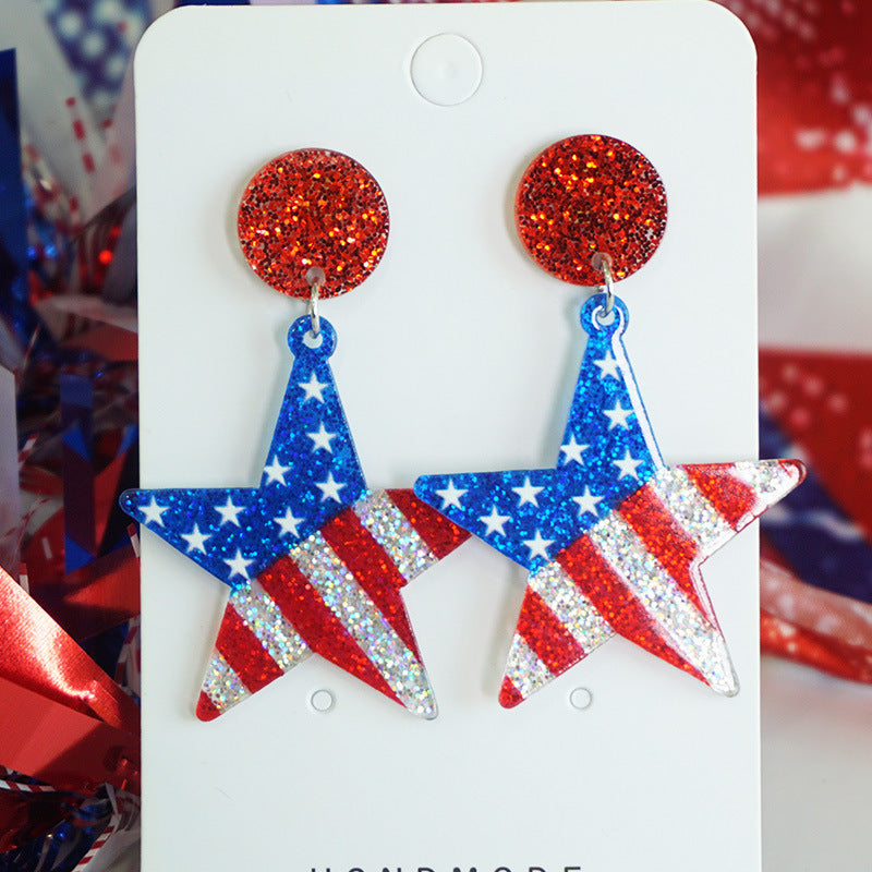 Holiday Party American Patriotic Glitter Earrings