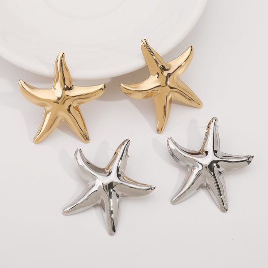 Gold and Silver Starfish Earrings