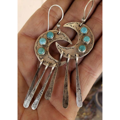 Vintage Moon Turquoise Boho Style Earrings