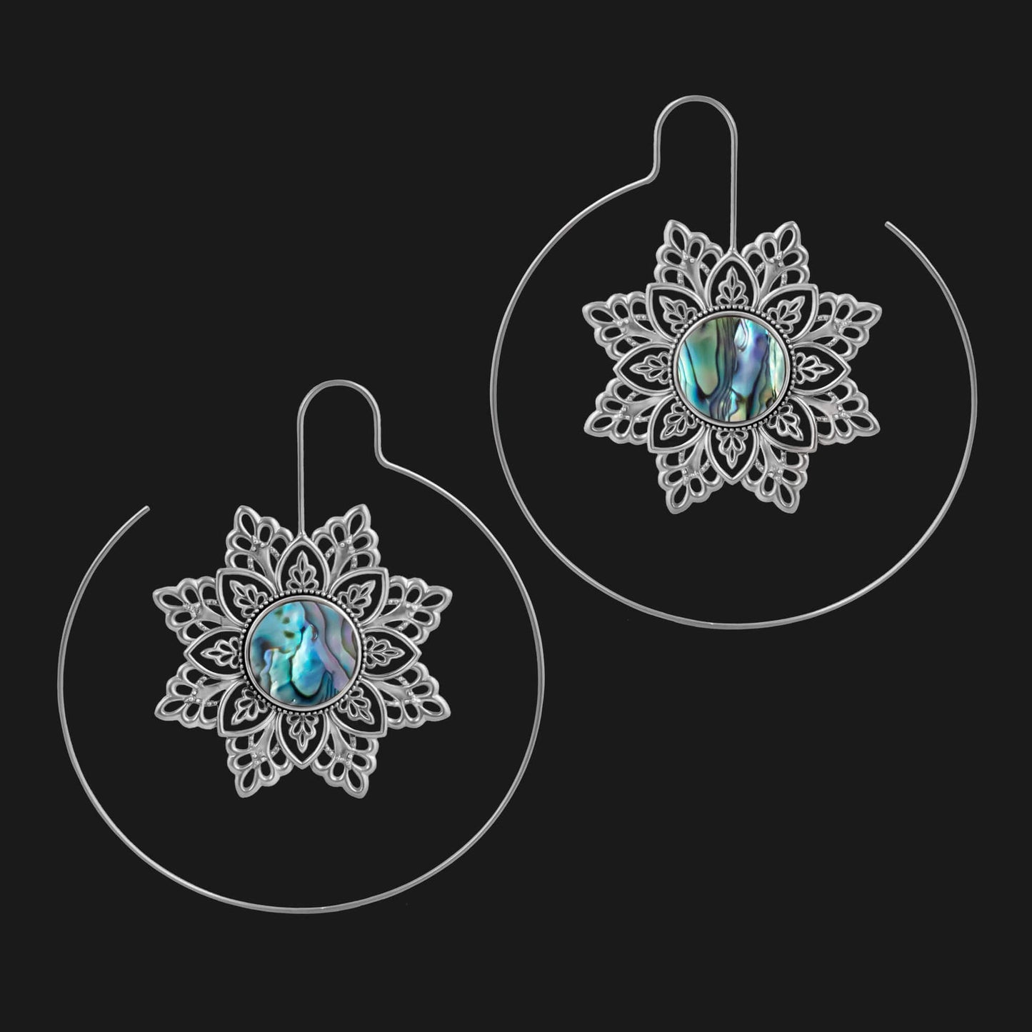 Spiral Snowflakes with Turquoise Earrings