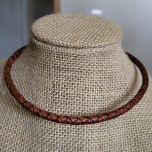 Brown Braided and Black Leatherette Chokers