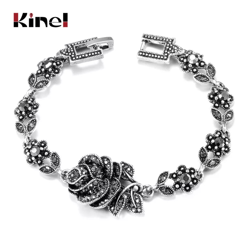 Tibetan Silver Boho Charm Crystal Bracelets and Rings