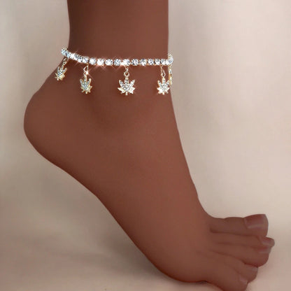 Bohemian Gold Silver Crystal Ankle Bracelets