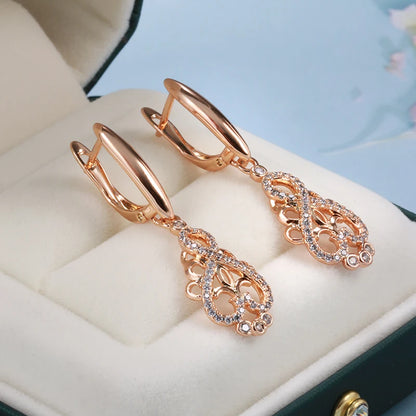 Rose Gold Natural Zirconia Earrings Fashion Vintage Necklace