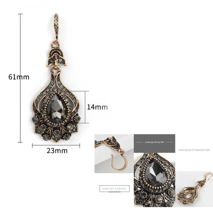 Crystal Antique Gold Vintage Necklace and Earrings Set
