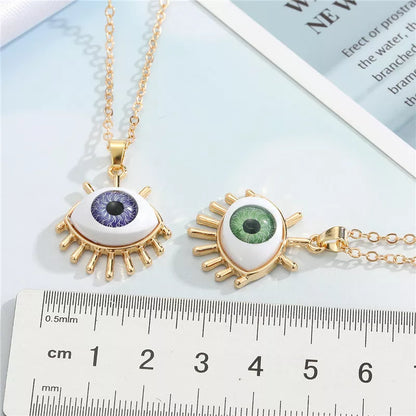 Resin Evil Eye Pendant Necklaces