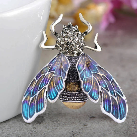 Beautiful Enamel Crystal Bee Brooches