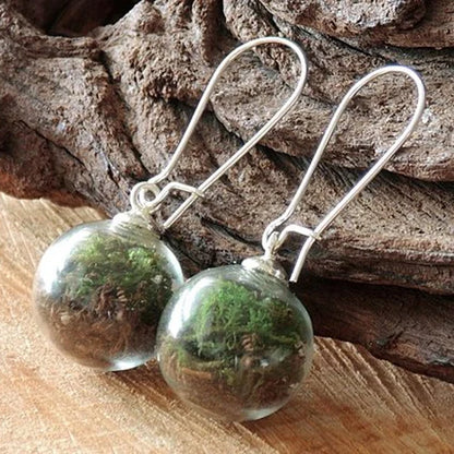 Small Glass Globe with Enclosed Flowers Earrings 16mm