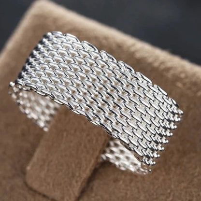 Sterling Silver Interwoven Wide Band Ring