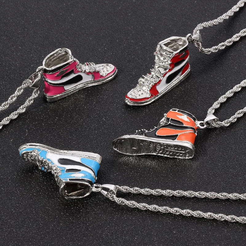 Silver Mini Hip-Hop High Top Sneaker Pendant