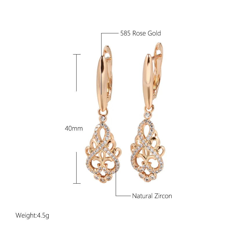 Rose Gold Natural Zirconia Earrings Fashion Vintage Necklace