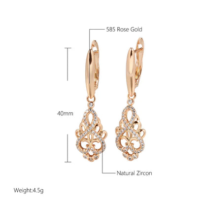 Rose Gold Natural Zirconia Earrings Fashion Vintage Necklace