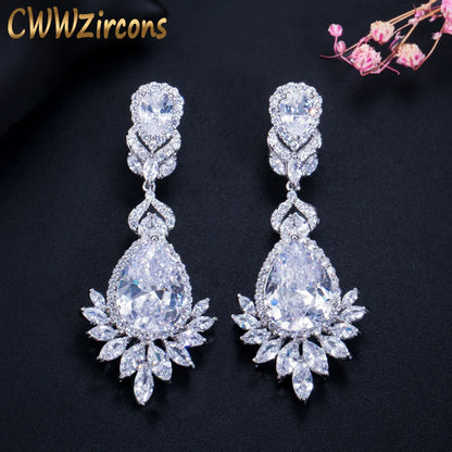 Luxury Elegant Evening Dinner Party Cubic Zirconia Crystal Earrings