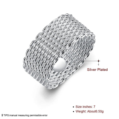 Sterling Silver Interwoven Wide Band Ring