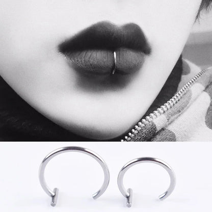 Punk Titanium Steel Non-Pierced Lip Ring 2pcs