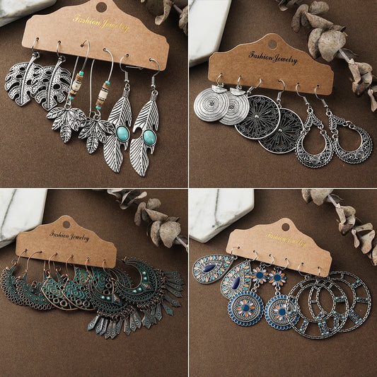 Bohemian Silver Metal Tassel Dangling Earrings