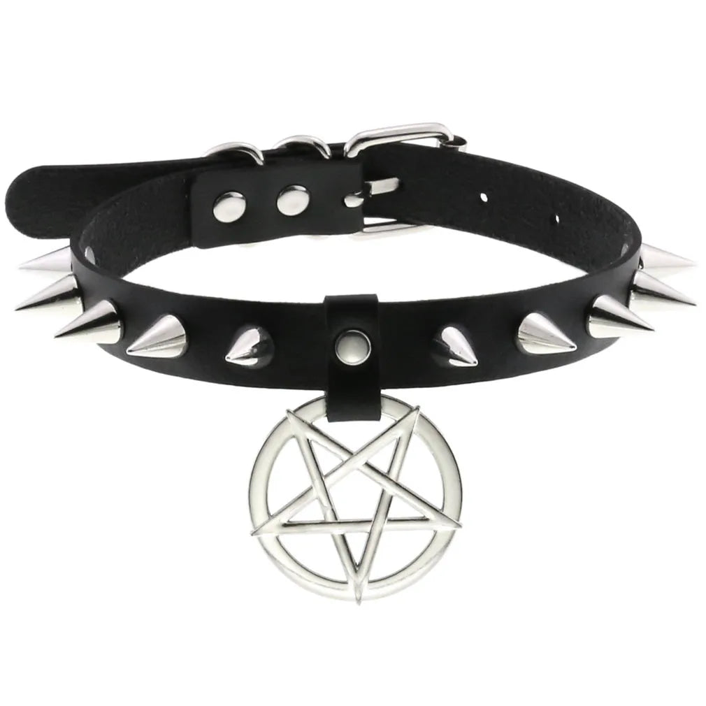 Black Goth Punk Spike Rivet Chokers