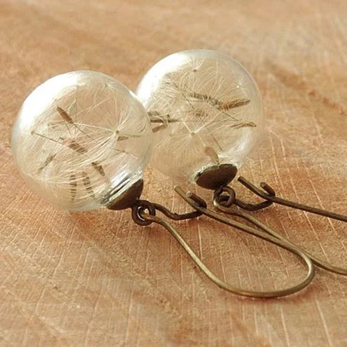 Small Glass Globe with Enclosed Flowers Earrings 16mm