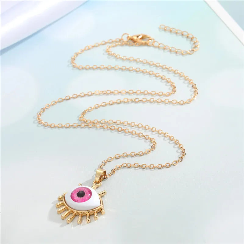 Resin Evil Eye Pendant Necklaces