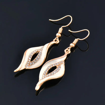 White Black Enamel Twirl Drop Earrings