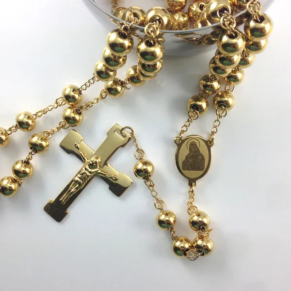 Stainless Steel Gold Rosary