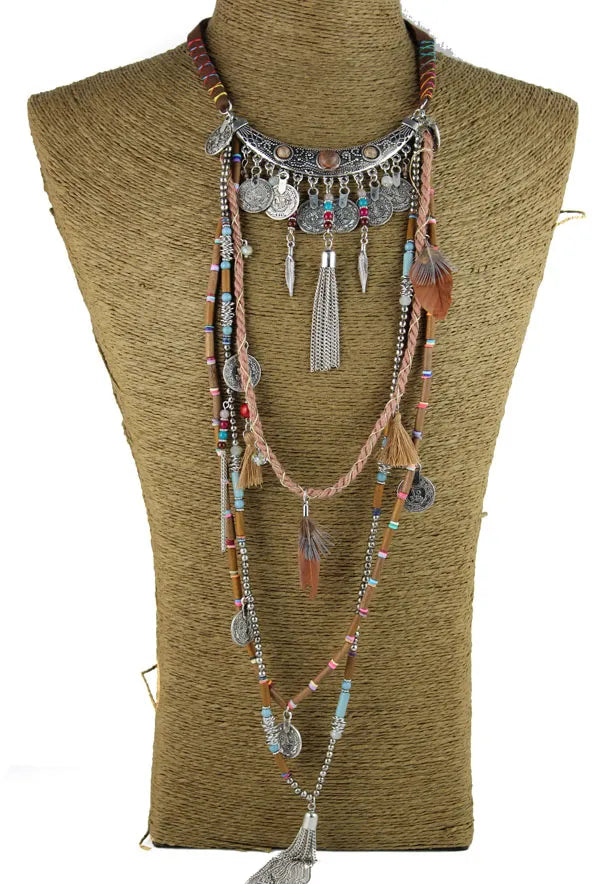 Vintage Gypsy Tibetan Bohemian Long Necklace