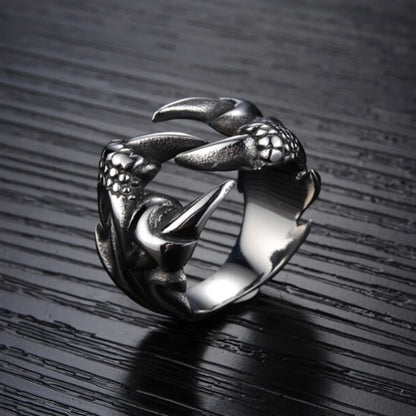 Chrome Titanium Steel Dragon Claw Ring