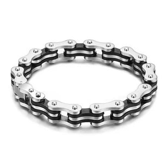 Titanium Steel Silver and Black Bike Chain Bracelets