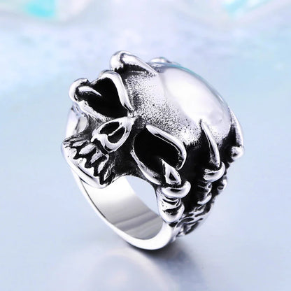 Gothic Punk Claw Silver Black Skull Skeleton Rings