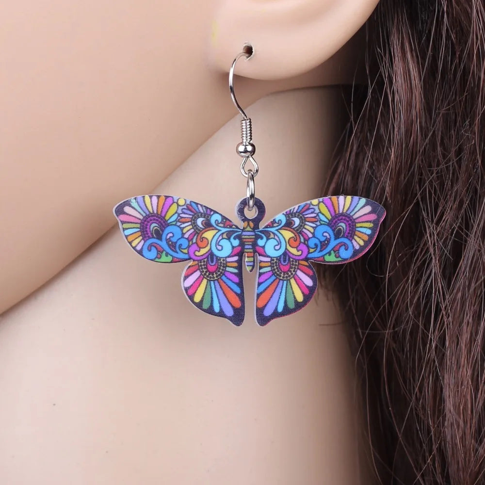 Colorful Butterfly Acrylic Stain Glass Earrings