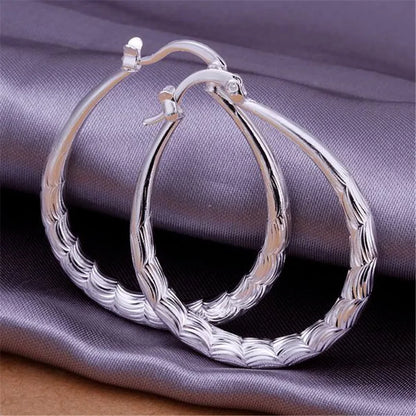 Silver Hoops and Oval Earrings