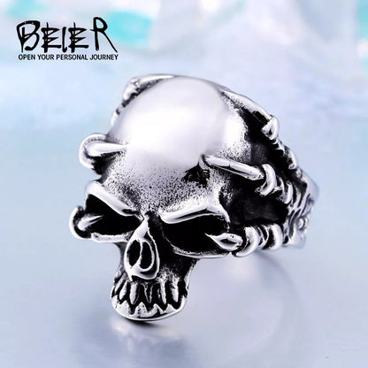 Gothic Punk Claw Silver Black Skull Skeleton Rings