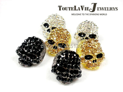 Crystal Black Silver Gold Skull Rings