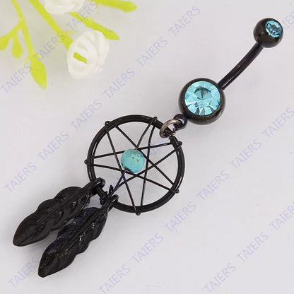 Black Dream Catcher Belly Button Rings