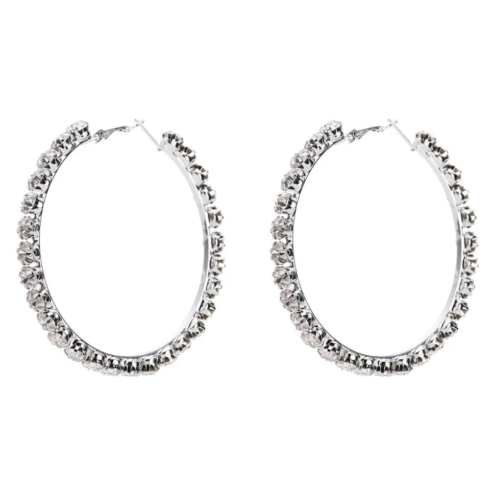 Brilliant Colorful Rhinestone Hoop Earrings