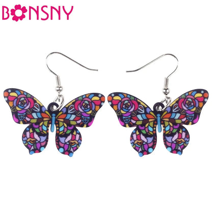 Colorful Butterfly Acrylic Stain Glass Earrings