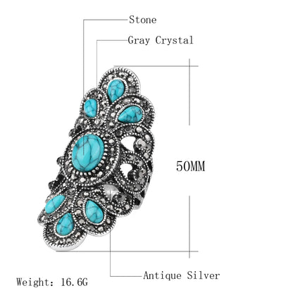 Luxury Bohemian Vintage Antique Blue Resin Rings