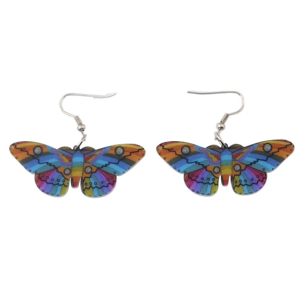 Colorful Butterfly Acrylic Stain Glass Earrings