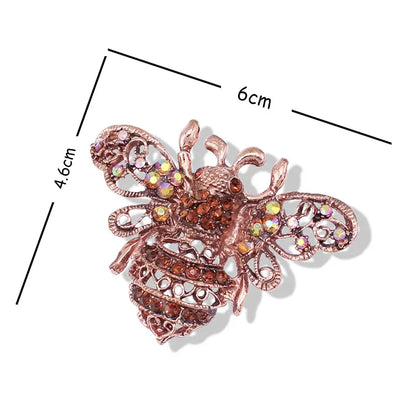 Red Rhinestones Bronze Bee Brooch