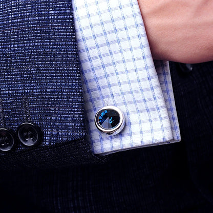 Dress Shirt Blue Green Crystal Cuff Links