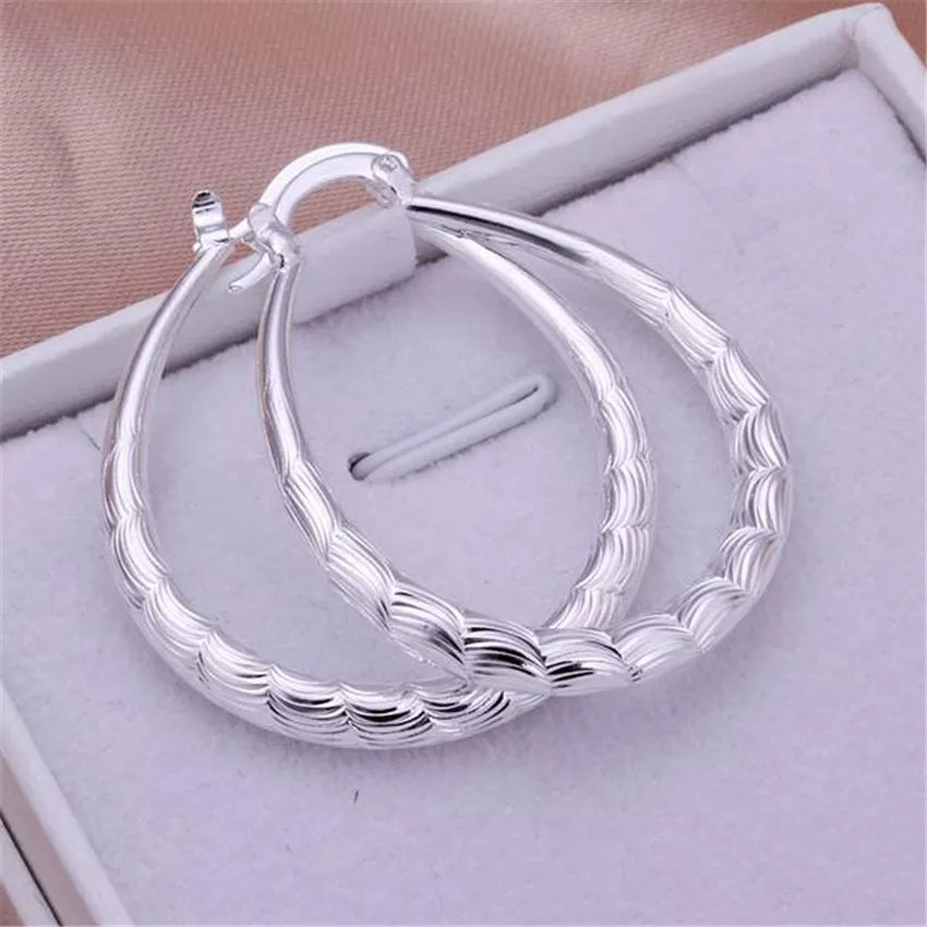 Silver Hoops and Oval Earrings