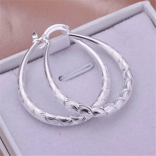 Silver Hoops and Oval Earrings