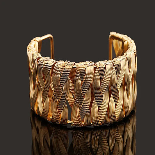 Silver and Gold Wide Weaved Wrist Wrap