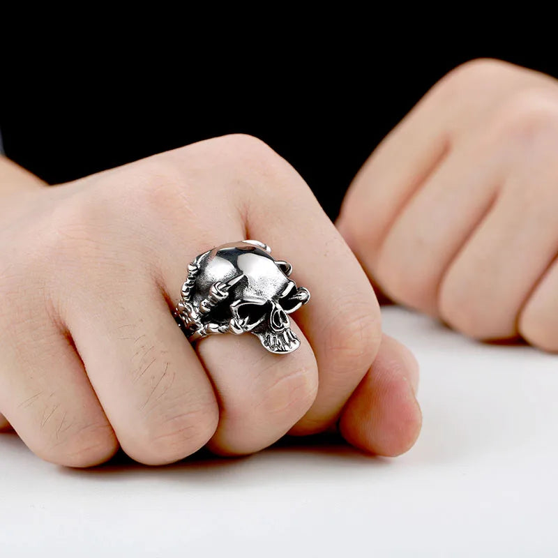 Gothic Punk Claw Silver Black Skull Skeleton Rings