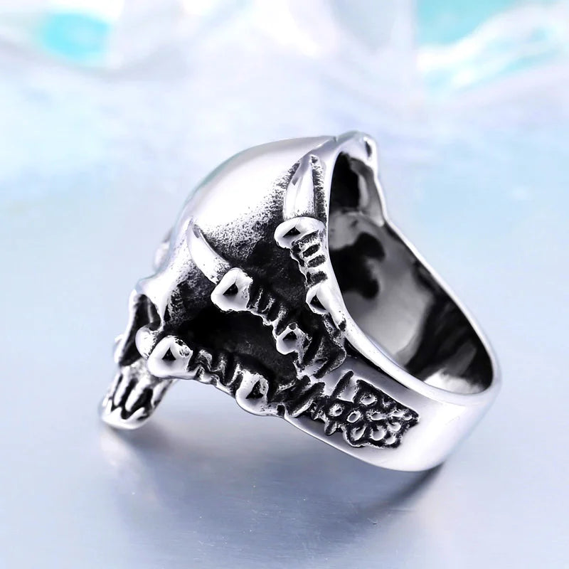 Gothic Punk Claw Silver Black Skull Skeleton Rings