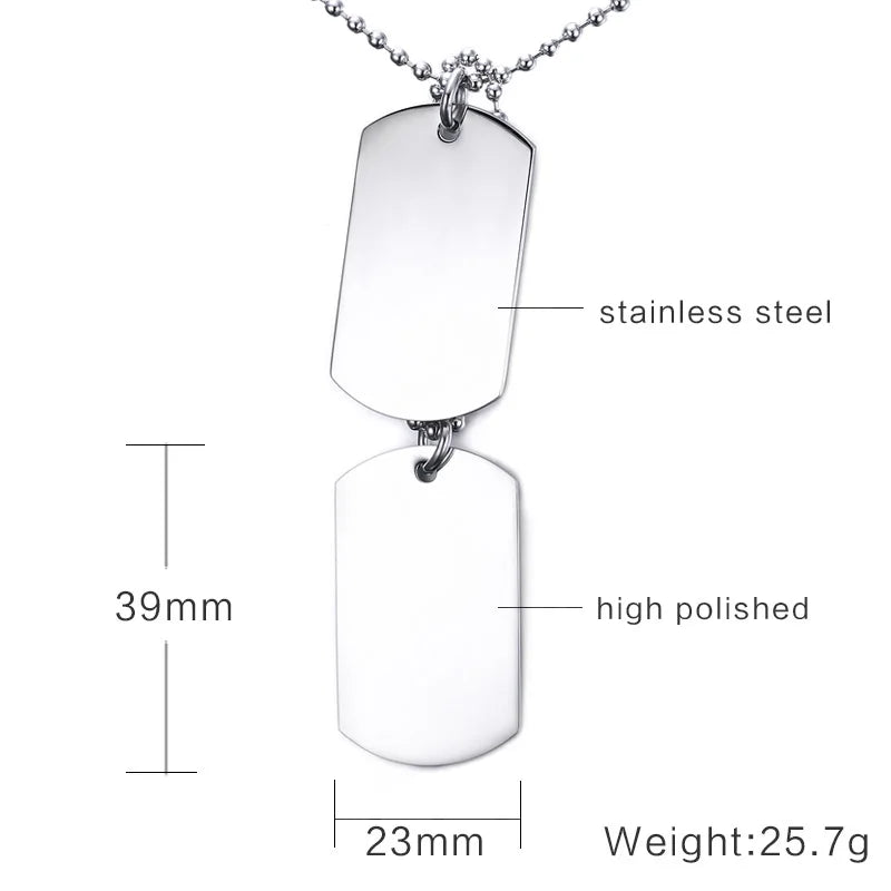 Stainless Steel and Black Double Dog Tags