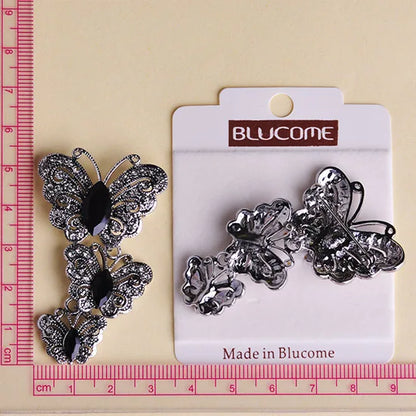 Korean Fashion Austrian Crystal Antique Silver Butterfly Brooches
