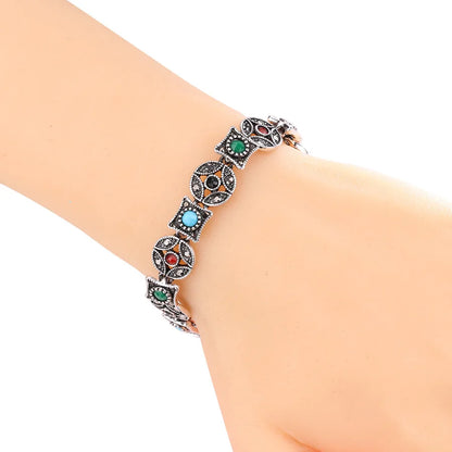 Bohemian Tibetan Silver Multicolor Resin Cuff Bracelet