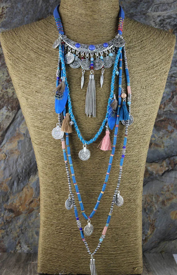 Vintage Gypsy Tibetan Bohemian Long Necklace